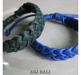 2color genuine leather hemp bracelets bali designs